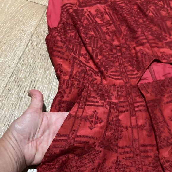 Madewell red silk blend cut out dress with pockets size 8-New without tags - Picture 7 of 10